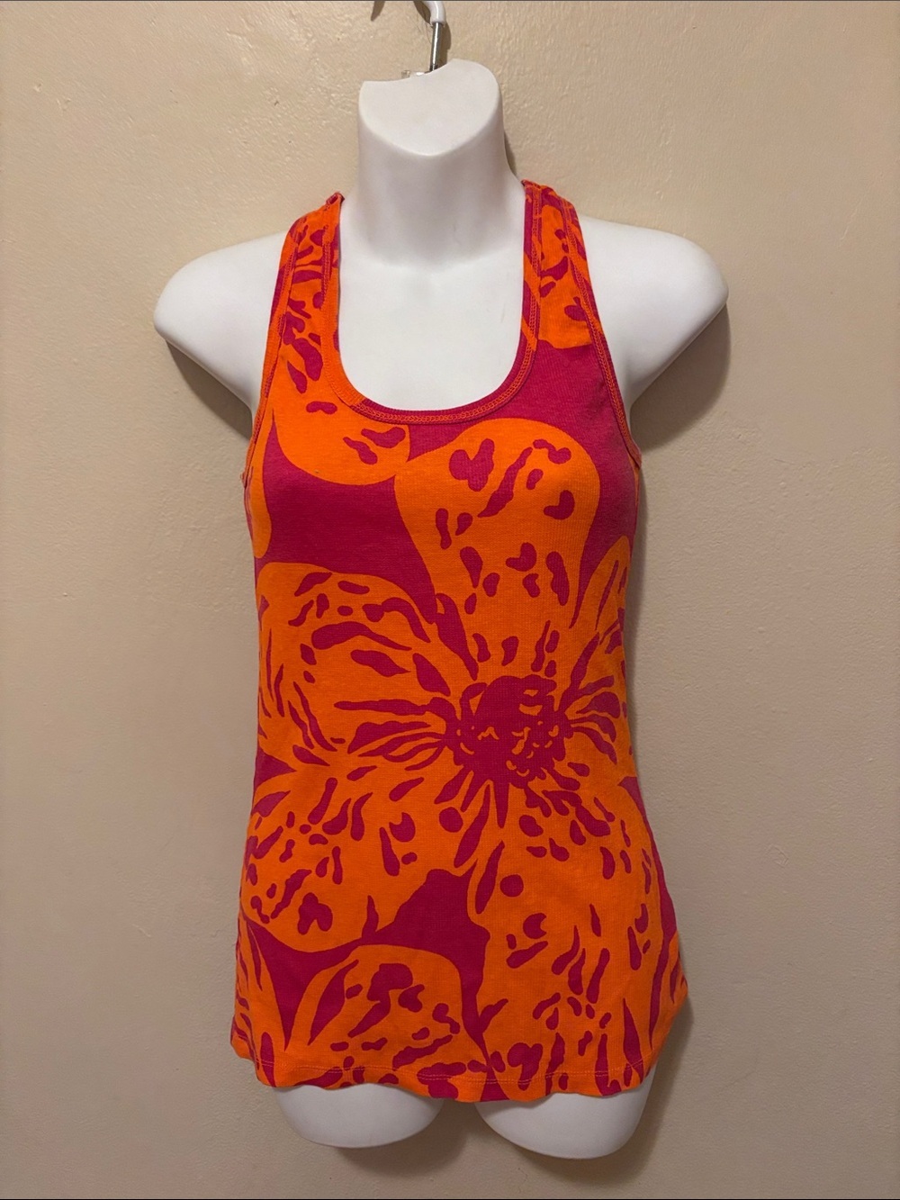 Rue21 Orange and Pink Floral Racerback Tank